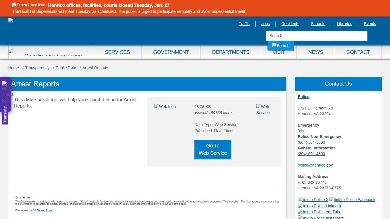 Arrest Reports » Henrico County, Virginia